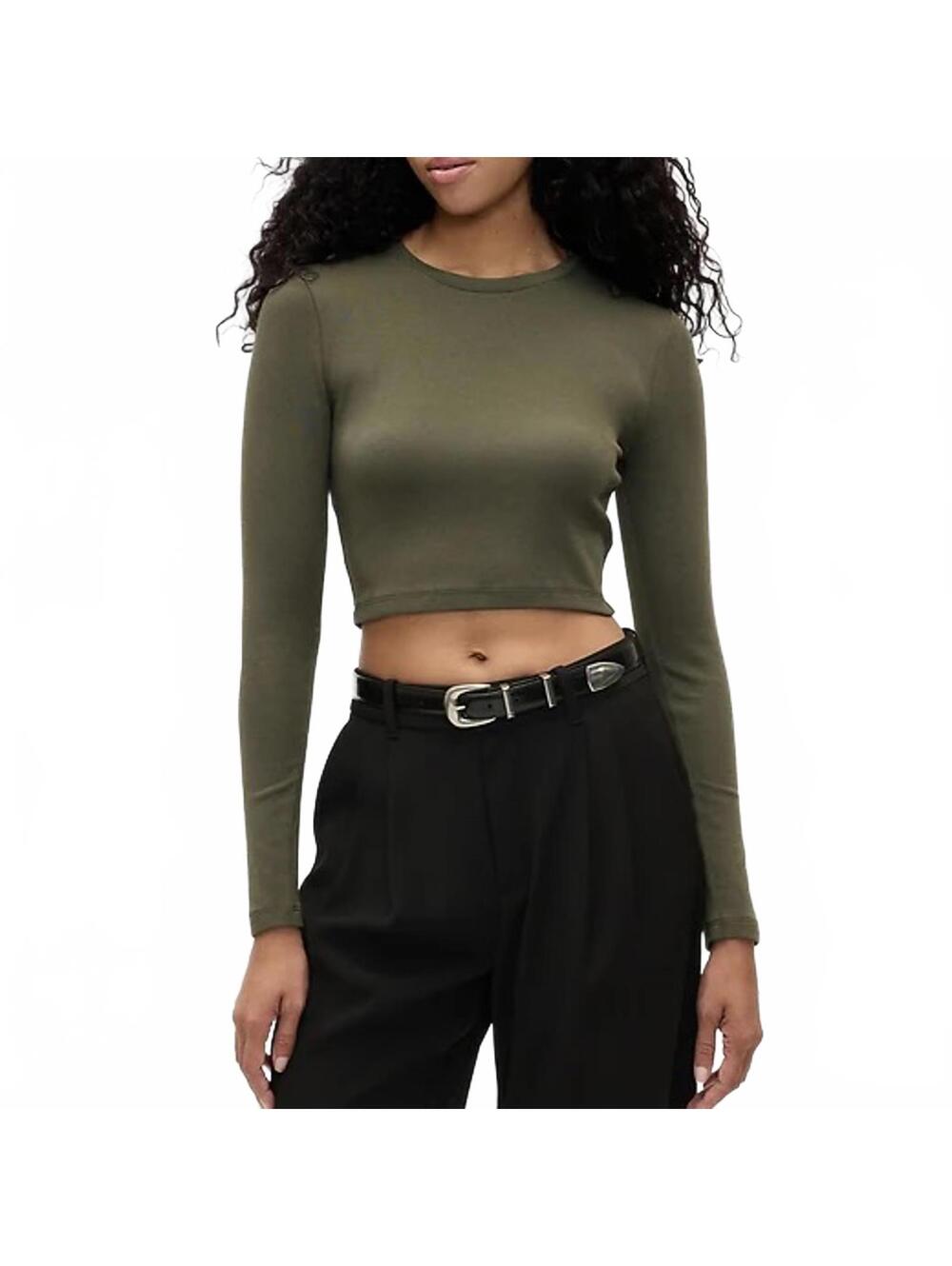 Gap Cotton Modal Blend Modern Crop T-Shirt Olive Green NWT Size Medium